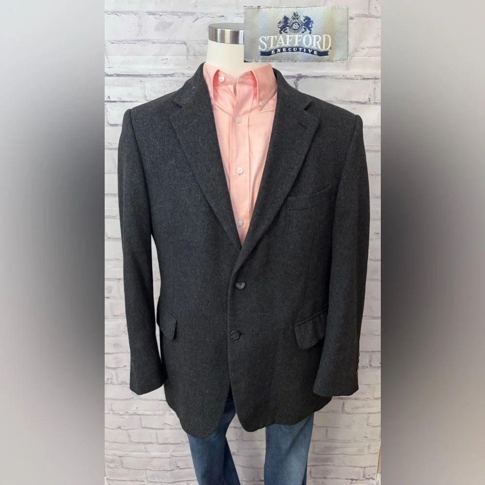 Stafford Executive‎ Charcoal Gray Size 44R 100% Camelhair Blazer Sport Coat Work